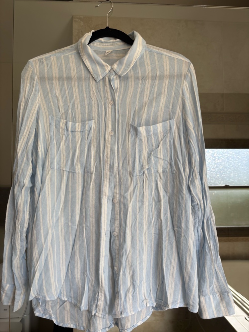bp Light Blue & White Striped Casual Button-Down Shirt